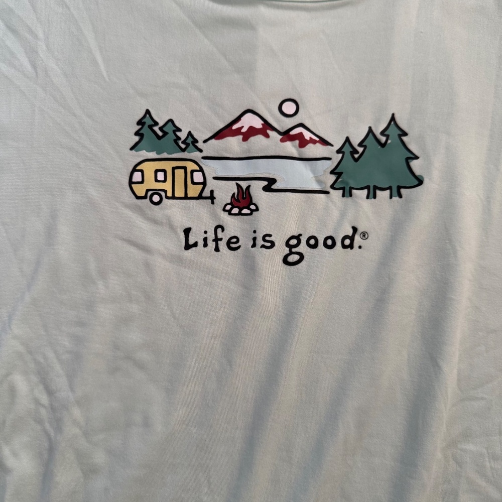 Life Is Good Women’s Mint Green Camping Short Sleeve Sleep Shirt - Picture 4 of 9